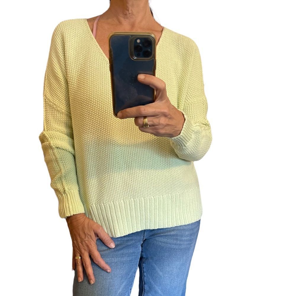 LUCKY BRAND Green V Neck Cotton Blend Sweater.Size S